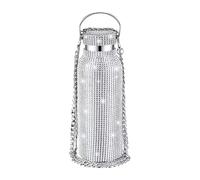 Blîng Water Bottle - 350ml Diamond Water Bottle | Rhinestone Ŵater Bottlē With Shoulder Strap & Chain | Insulated Glitter Stainless Steel Thermal Flask For Women Girls, Leakproof Reusable Tumbler