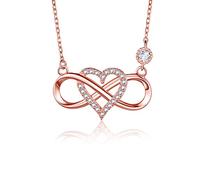 BlingGem Collar para Mujer Oro de Rose plateado Plata 925 de ley con Zirconia Cúbica Amor Infinito Corazón Regalo de Joyería para Mujer