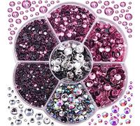 Blinginbox 3000 piezas de diamantes de imitación termoadhesivos, diamantes de imitación de cristal termoadhesivos rosa, tamaños mixtos, gemas SS6-SS30 para ropa y manualidades (rosa claro)