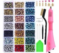 BLINGINBOX 6000pcs SS10 Crystal DMC Hot Fix Aplicador Rhinestone Glass Strass Rojo Hotfix Piedras para planchar para prendas de vestir (color mezclado)