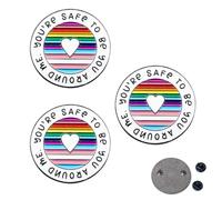 BlingNook Broche redondo de arco iris, You're Safe To Be You Around Me, broche esmaltado con cita inspiradora LGBTQ Pin de solapa para ropa, bolsos, mochilas, sombrero, decoración, Metal, No es una