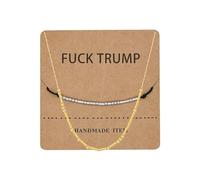 BlingNook Fck Trump - Pulseras con código morse para mujer, tarjeta de regalo, activista, política, para amigas, cuentas de amistad para adultos, pulseras inspiradoras apilables de dos tonos, joyería
