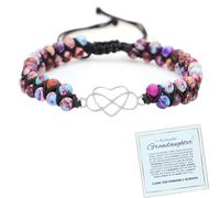 BlingNook For Granddaughter - Pulsera de cuentas para nieta, pulsera de cuentas de jaspe emperador natural de doble capa, pulsera de corazón infinito para la paz mental para mi nieta, Adjustable