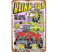 Blink 182 - Cartel de metal de pared, placa retro de advertencia, letrero de estaño vintage, pintura de hierro, decoración divertida para colgar artesanías para restaurante, club, oficina