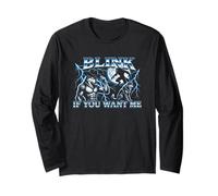 Blink If You Want Me - Cool Funny Wolf Meme Chicos Novedad Hombres Manga Larga