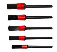 Blinker - Set de Brochas de Limpieza para Automóvil - 5 Piezas - Cerdas de Nylon Flexibles - Cuerpo Negro y Rojo - Ideales para Llantas, Ventilación y Superficies Delicadas