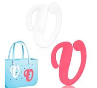 Blinket Dijes decorativos con letras del alfabeto compatibles con Bogg Bag | Dijes compatibles con Bogg Bag - Letras 3D blancas y rosas, elegantes accesorios del alfabeto, incluye letras V blancas y