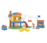 Blippi BLP0167 Ultimate Adventure, Deluxe Incluye Fiesta, Figura de niña, Juego de Parque Infantil, 4 Accesorios, Sonidos, Elevador de Cesta de Globos de Trabajo, Exclusivo de Amazon, Multicolor