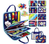 Blippi Busy Board Juguetes Niños 1-4 Años, 5 Capas Juguetes Montessori, Fieltro Maletin Paneles Sensoriales, Tablero Juego Juguetes Educativos Motricidad Fina, Regalos Niños Cumpleaños Navidad