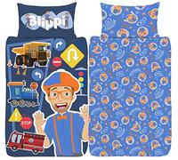 Blippi Funda de edredón Individual - Juego de Ropa de Cama Reversible Oficial - polialgodón - Diseño de canción Youtuber Tractor