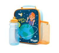 Blippi Lunch Bag y Water Bottle Set para niños | Bolsa de almuerzo con asa y botella deportiva sin BPA | Aventura espacial naranja y azul | Porta alimentos para preescolar | Mantiene la comida fresca
