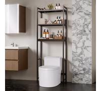 Blishom Estante para Inodoro, Estante de Baño de 3 Niveles, Estante de Almacenamiento para Baño, Estante para Lavadora, Estantes Ajustables, 26x63x170 cm (Marrón Oscuro)