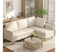 Blishom Sofá Esquinero Modular en L 200 cm, Convertible en Forma de L，Sofá Cama Modular de Tela de Felpa Transpirable y Suave，Sofas de Salón Modernos,Beige