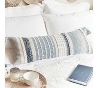 BlissBlush Funda de Almohada Lumbar Decorativa Bohemia de 14 x 36 Pulgadas, Color Azul costero, Almohada Lumbar para sofá, Almohada Decorativa Larga para Cama, Funda de Almohada Texturizada de Acento