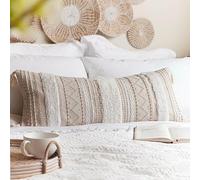 BlissBlush Funda de Almohada Lumbar Decorativa Color Crema de 14 x 36 Pulgadas, cojín Largo Bohemio para Cama, Color Beige Neutro, Blanco, Funda de Almohada para Dormitorio, Sala de Estar, sofá,