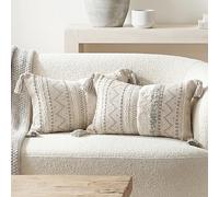 BlissBlush - Funda de cojín lumbar decorativa, 30,5 x 50,8 cm, juego combinado de 2 fundas de cojín rectangulares, grises, cojín para sofá, dormitorio, salón, decoración del hogar, solo la funda