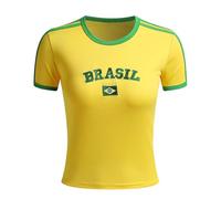 Blissbuilt Camiseta fútbol Manga Corta Mujer,Transpirable y Secado Rápido Camiseta para Aficionados al fútbol con la Bandera de Brasil Regalos para Fans Top Deportivo Varios estilosTalla S-L