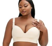 Blissbuilt Sujetador Push Up Sin Costuras Mujer Sexy Scollo a V Suave Comodos Bra Cómodo Soporte Bralette Clásicos Diarios Sujetador sin Espalda Alto Impacto para Diario,Fiesta y Citas Tallas Grandes