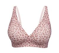 Blissbuilt Sujetador sin Aros Mujer Sexy Scollo a V Estampado de Leopardo Sujetador Push Up Sin Costuras Cómodo Soporte Bralette Clásicos Diarios Tallas Grandes para Diario,Fiesta y Citas