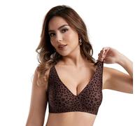 Blissbuilt Sujetador sin Aros Mujer Sexy Scollo a V Estampado de Leopardo Sujetador Push Up Sin Costuras Cómodo Soporte Bralette Clásicos Diarios Tallas Grandes para Diario,Fiesta y Citas