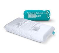 BLISSBURY Almohada de Oreja de 2.6 Pulgadas con Agujero para Las Orejas para Dormir con Dolor de oído | Almohada Perforadora | Almohada de Espuma viscoelástica Ajustable con Agujeros para
