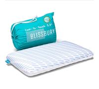 BLISSBURY Almohada refrescante plana superfina de 8,3 cm, para dormir boca abajo y boca arriba, espuma viscoelástica para comodidad al descansar, funda de almohada extraíble fría al tacto