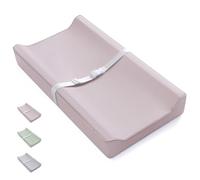 Blissful Diary Cambiador de cuero vegano para bebé con cubierta de poliuretano impermeable y fácil de limpiar, tamaño estándar acogedor cambiador de pañales para tocador y mesa, color gris pardo