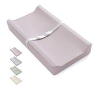 Blissful Diary Cambiador de cuero vegano para bebé con cubierta de poliuretano impermeable y fácil de limpiar, tamaño estándar acogedor cambiador de pañales para tocador y mesa, color gris pardo