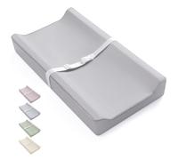 Blissful Diary Cambiador de piel vegana con cubierta de poliuretano impermeable y fácil de limpiar, tamaño estándar, acogedor, cambiador de bebé para tocadores/mesas, color gris claro