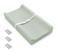 Blissful Diary Cambiador de piel vegana con cubierta de poliuretano impermeable y fácil de limpiar, tamaño estándar, acogedor, cambiador de bebé para tocadores/mesas, color verde claro