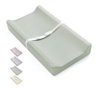 Blissful Diary Cambiador de piel vegana con cubierta de poliuretano impermeable y fácil de limpiar, tamaño estándar, acogedor, cambiador de bebé para tocadores/mesas, color verde claro