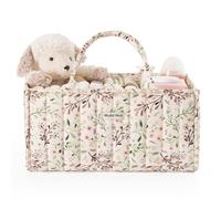 Blissful Diary Organizador de pañales floral, elegante cesta de almacenamiento para guardería, regalo para baby shower, artículo imprescindible para la lista de regalos de bebé, artículos esenciales