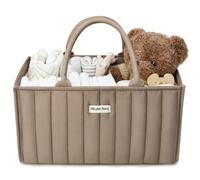 Blissful Diary Organizador de pañales para bebé, elegante cesta de almacenamiento para artículos esenciales para recién nacidos y estación de pañales, regalo imprescindible para baby shower y registro