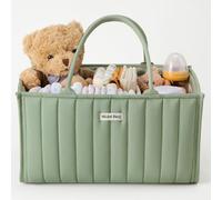 Blissful Organizador de pañales, elegante cesta de almacenamiento para guardería, regalo para baby showers, artículos esenciales para recién nacidos, color verde salvia