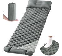 BlissfulAbode Colchón de camping autoinflable con almohada, almohadilla de dormir portátil ligera para senderismo y aventuras al aire libre, 195 x 65 x 8 cm, material de nailon, válvula de liberación