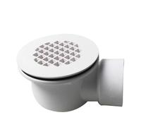 BlissfulAbode Desagüe de residuos de ducha para suelo de baño con trampa de UPVC, brida de 114 mm, prevención de olores, se adapta a apertura de 82-95 mm y tubería de 40 mm