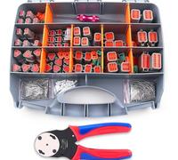 BlissfulAbode Kit de conectores DT de 338 piezas con herramienta de crimpado de 2, 3, 4, 6, 8, 12 pines, conectores eléctricos impermeables, serie DT para automoción