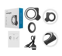 BlissfulAbode Luz de lente de teléfono móvil de 360°, luz de llenado de lente macro, tres colores, ajuste de cinco niveles, 52 mm y 37 mm, luz de llenado específica