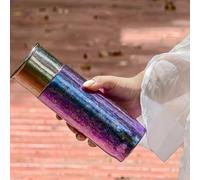 BlissfulAbode Taza de viaje personalizable con aislamiento Pure Ti de 420 ml, perfecta para té, brillo morado