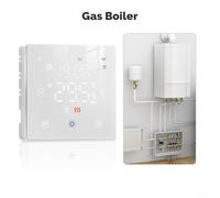 BlissfulAbode Termostato inteligente inalámbrico para caldera de gas para Tuya WiFi, control de aplicación de voz compatible con baterías, configuración programable fácil de instalar (blanco)