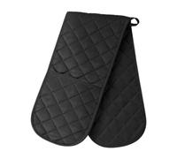 BlissLo Guantes de horno dobles negros - Guantes de horno resistentes al calor para cocinar, hornear, asar a la parrilla y barbacoa - Guantes de cocina acolchados antideslizantes - Guantes negros