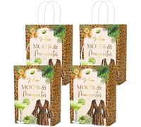 Blisstock 16 bolsas de regalo de fiesta de Moo Moos y Margaritas con estampado de guepardo con asas para mujeres, despedidas de soltera, fiestas y Moo Moos y Margaritas