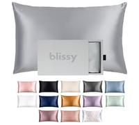 Blissy Funda de Almohada de Seda, 100% Seda de Morera Pura, Fibras 22 Momme 6A, Funda de Almohada de satén para Cabello y Piel, tamaño Regular, Queen y King con Cremallera Oculta