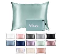 BLISSY Funda de Almohada de Seda, 100 % Seda de Morera Pura, Fibras de de 22 Momme 6A, para Cabello y Piel, Tamaño Regular, Queen y King con Cremallera Oculta (Estándar, Menta)