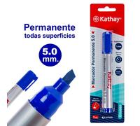 Blister 1 Marcadores Permanentes 5mm P.Bisel. Azul Kathay