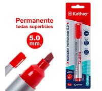 Blister 1 Marcadores Permanentes 5mm P.Bisel. Rojo Kathay