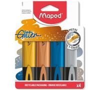 Maped Subrayadores Glitter Metal – Punta biselada 1-5 mm – Dorado/Bronce/Azul/Plata
