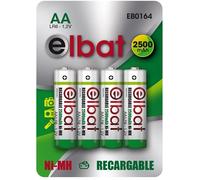 Blíster 4 Pilas Recargables LR6 AA 12V 2500mAh Ni-MH - ELBAT