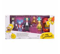 Pack múltiple de Figuras de acción de Los Simpson, Escala de 6,35 cm, de JAKKS Pacific. Incluye a Krusty, Mojo, Itchy, Scratchy y Sideshow Mel, Junto con el Coche de Payasos de Krusty.