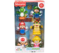 Fisher-Price Little People Mi Set Mario de 6 Figuras | Juego de imitación con figuras de Mario, Luigi, Peach, Toad, Yoshi y Bowser, niños desde 18 meses, JHG63